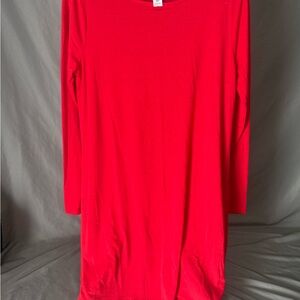 Red Long Sleeve Swing Dress